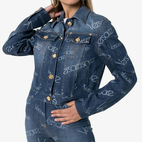***SOLD***100% Authentic Versace Logo Denim Jacket - Picture 2 of 13